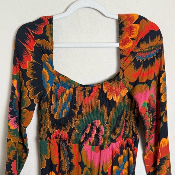 Farm Rio Floral Long Sleeve Midi Dress Size Medium - Picture 7 of 9